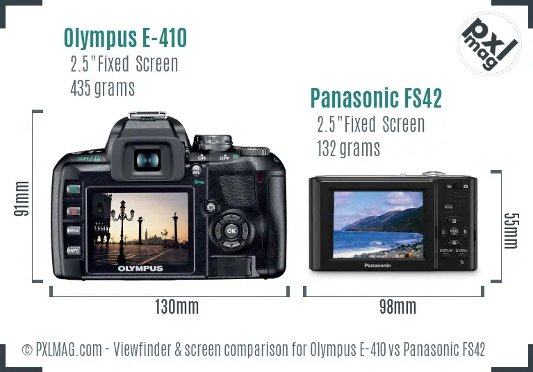 Olympus E-410 vs Panasonic FS42 Screen and Viewfinder comparison