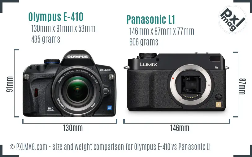 Olympus E-410 vs Panasonic L1 size comparison Olympus E-410 vs Panasonic L1 size comparison