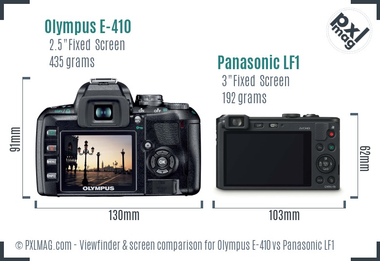 Olympus E-410 vs Panasonic LF1 Screen and Viewfinder comparison