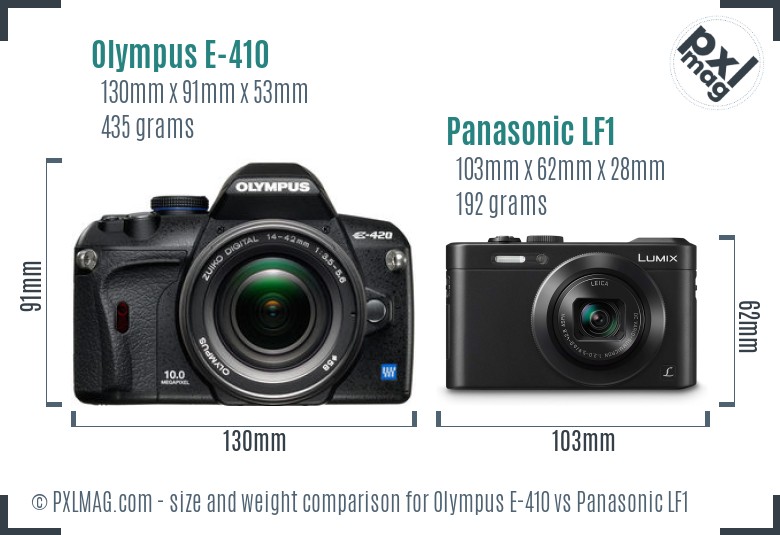 Olympus E-410 vs Panasonic LF1 size comparison