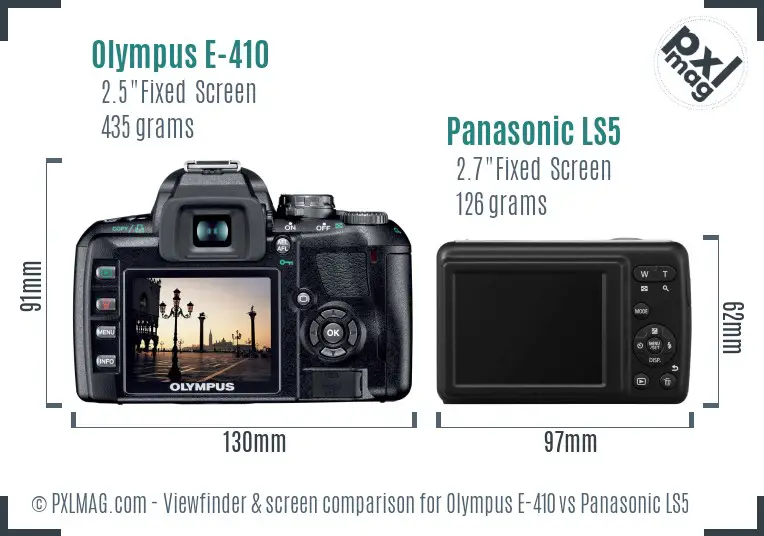 Olympus E-410 vs Panasonic LS5 Screen and Viewfinder comparison