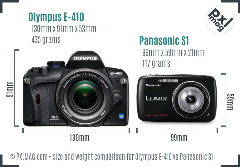 Olympus E-410 vs Panasonic S1 size comparison Olympus E-410 vs Panasonic S1 size comparison