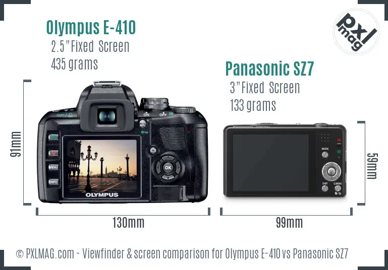 Olympus E-410 vs Panasonic SZ7 Screen and Viewfinder comparison