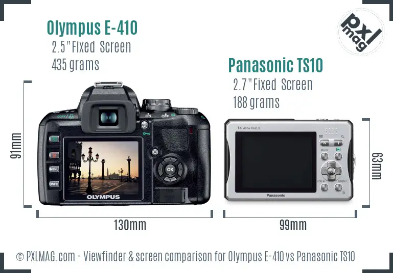 Olympus E-410 vs Panasonic TS10 Screen and Viewfinder comparison
