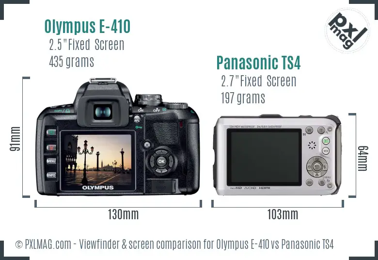 Olympus E-410 vs Panasonic TS4 Screen and Viewfinder comparison