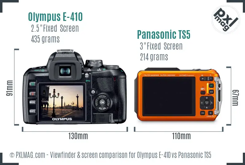 Olympus E-410 vs Panasonic TS5 Screen and Viewfinder comparison
