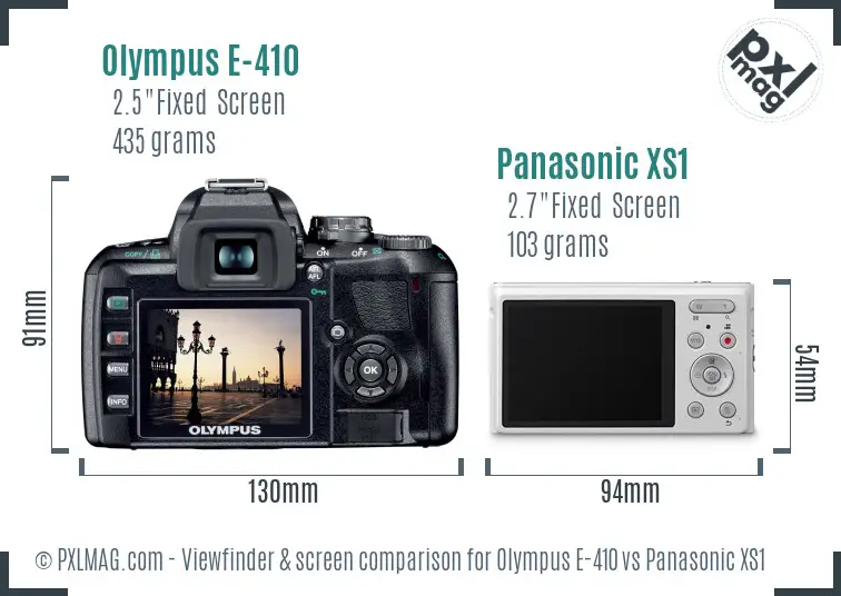 Olympus E-410 vs Panasonic XS1 Screen and Viewfinder comparison