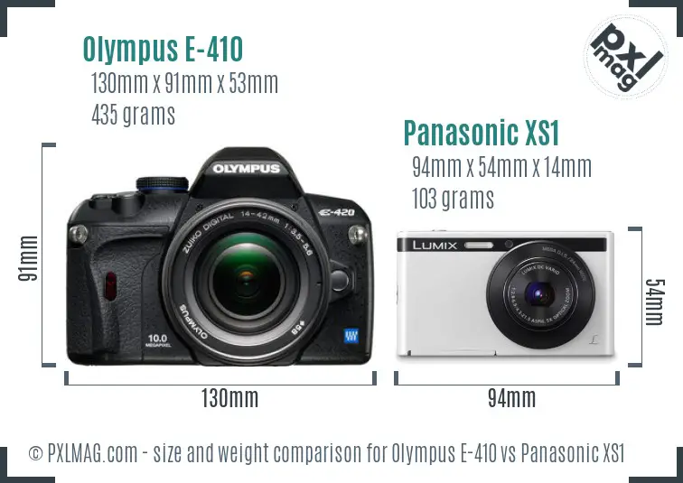 Olympus E-410 vs Panasonic XS1 size comparison