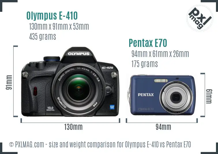 Olympus E-410 vs Pentax E70 size comparison