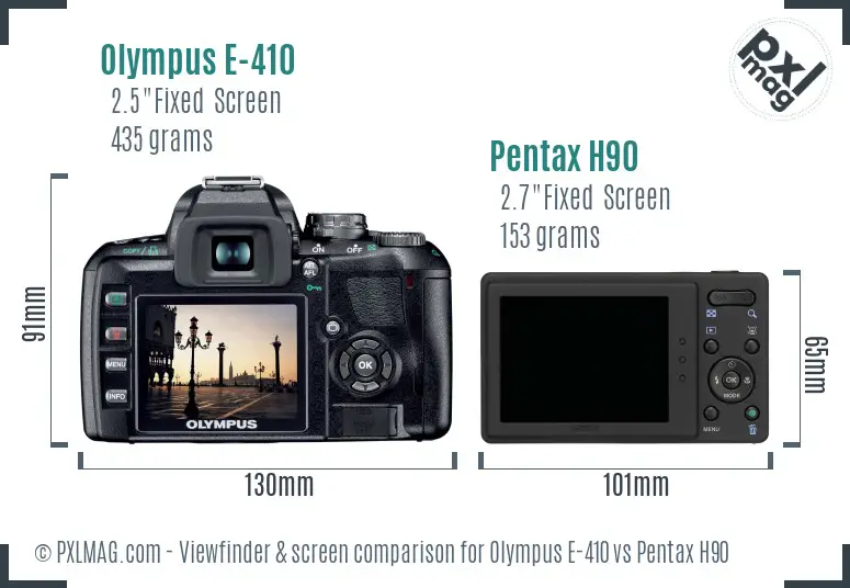 Olympus E-410 vs Pentax H90 Screen and Viewfinder comparison