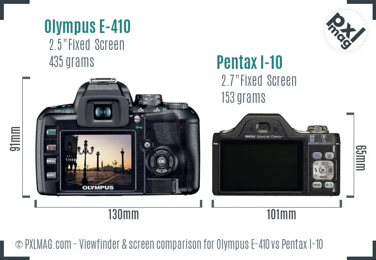 Olympus E-410 vs Pentax I-10 Screen and Viewfinder comparison