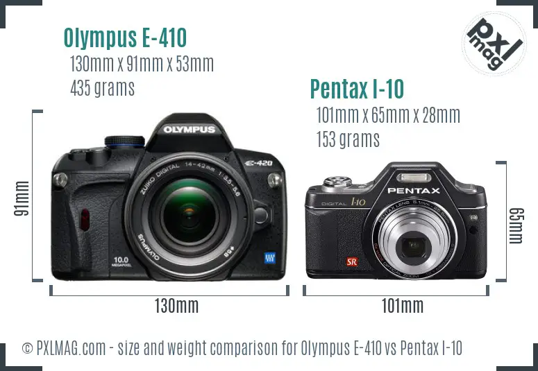 Olympus E-410 vs Pentax I-10 size comparison
