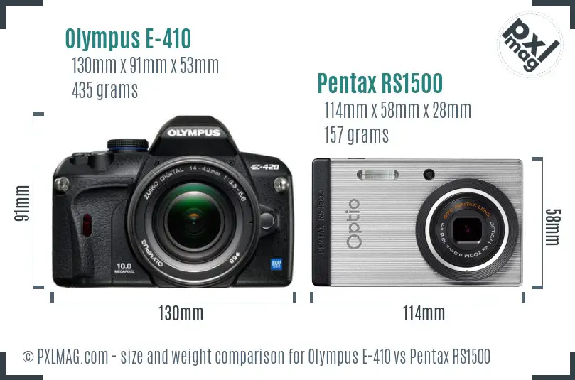Olympus E-410 vs Pentax RS1500 size comparison