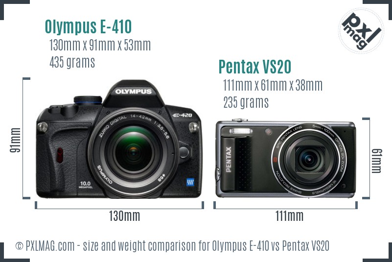 Olympus E-410 vs Pentax VS20 size comparison