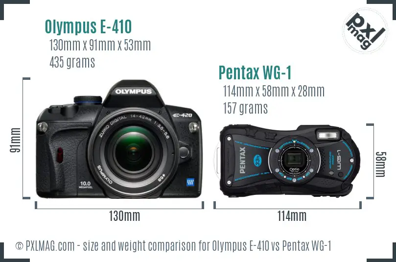 Olympus E-410 vs Pentax WG-1 size comparison
