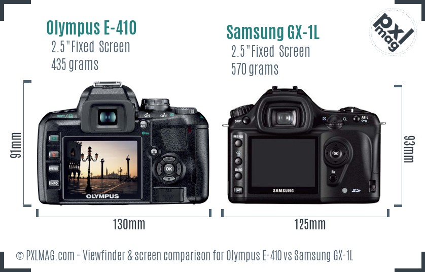 Olympus E-410 vs Samsung GX-1L Screen and Viewfinder comparison