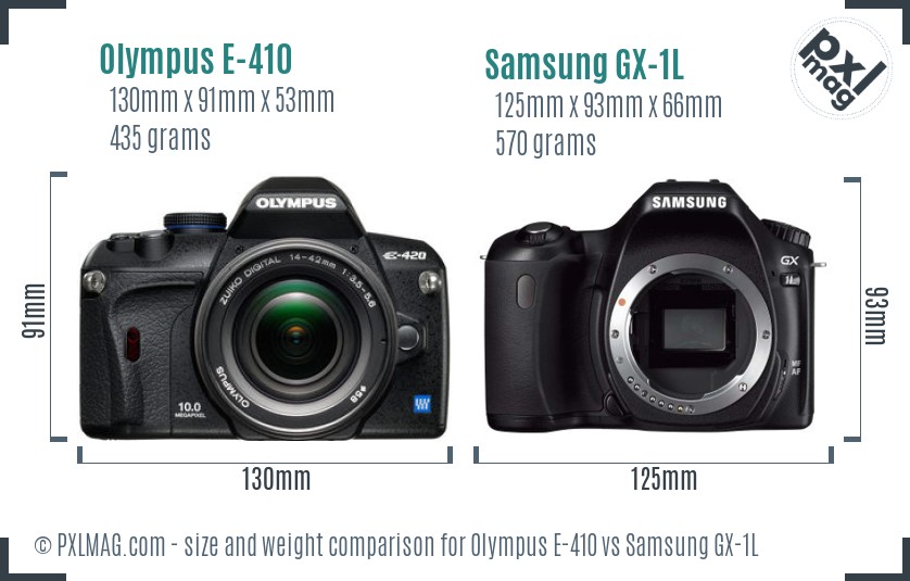 Olympus E-410 vs Samsung GX-1L size comparison