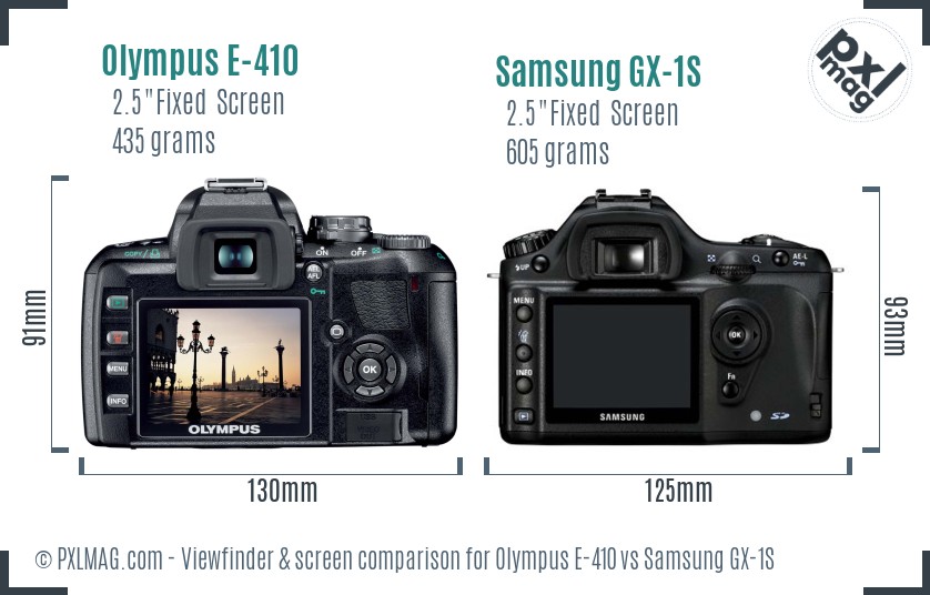 Olympus E-410 vs Samsung GX-1S Screen and Viewfinder comparison