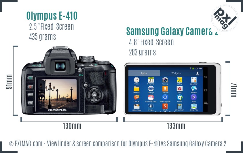 Olympus E-410 vs Samsung Galaxy Camera 2 Screen and Viewfinder comparison