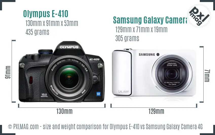 Olympus E-410 vs Samsung Galaxy Camera 4G size comparison