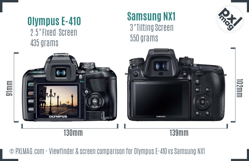Olympus E-410 vs Samsung NX1 Screen and Viewfinder comparison