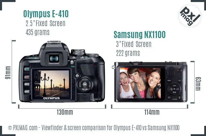 Olympus E-410 vs Samsung NX1100 Screen and Viewfinder comparison