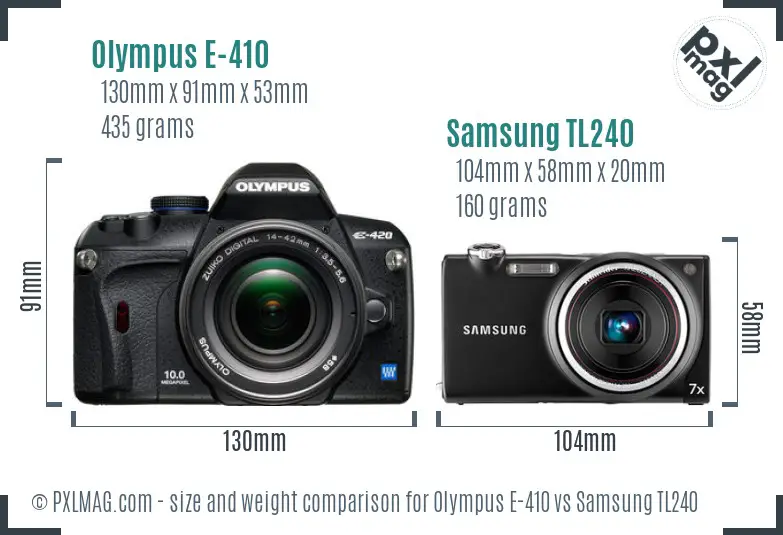 Olympus E-410 vs Samsung TL240 size comparison