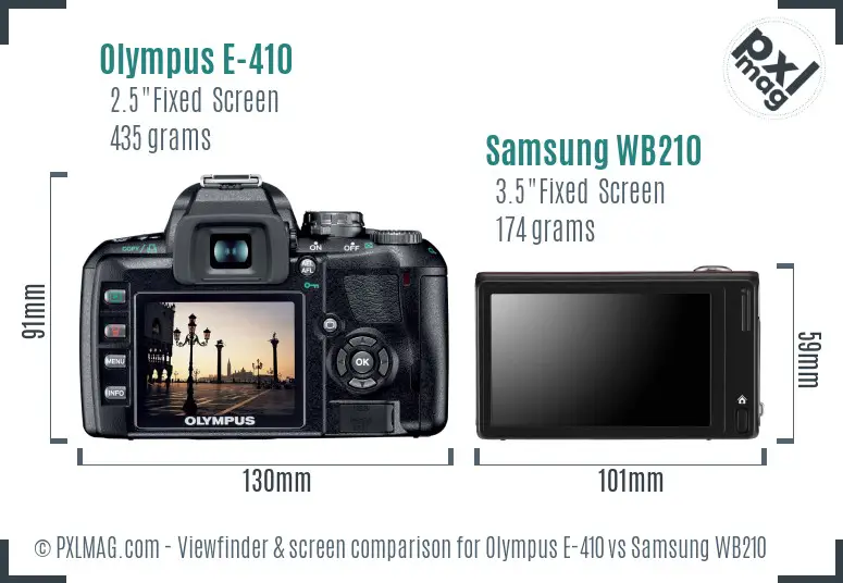 Olympus E-410 vs Samsung WB210 Screen and Viewfinder comparison