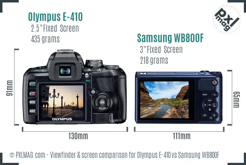 Olympus E-410 vs Samsung WB800F Screen and Viewfinder comparison