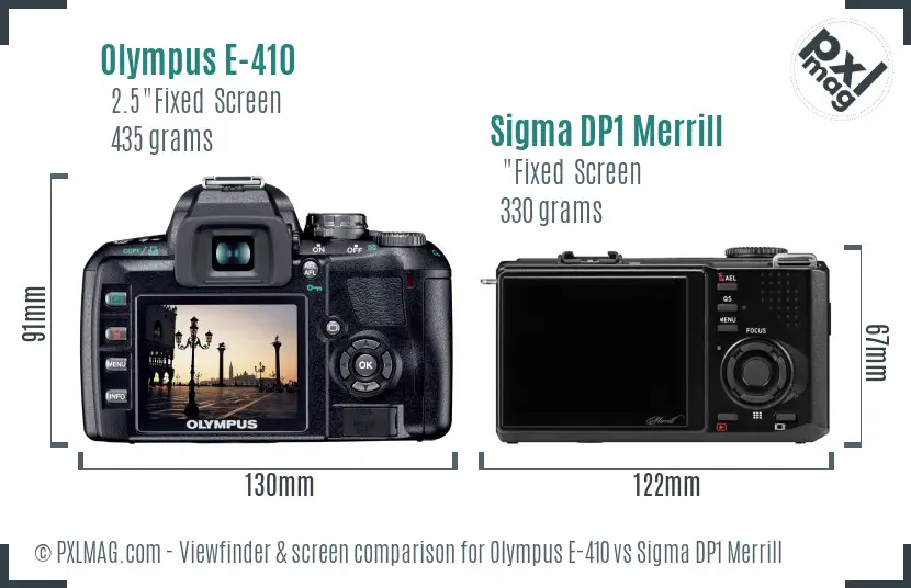 Olympus E-410 vs Sigma DP1 Merrill Screen and Viewfinder comparison
