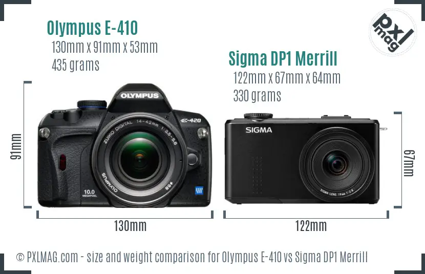 Olympus E-410 vs Sigma DP1 Merrill size comparison