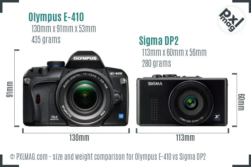 Olympus E-410 vs Sigma DP2 size comparison