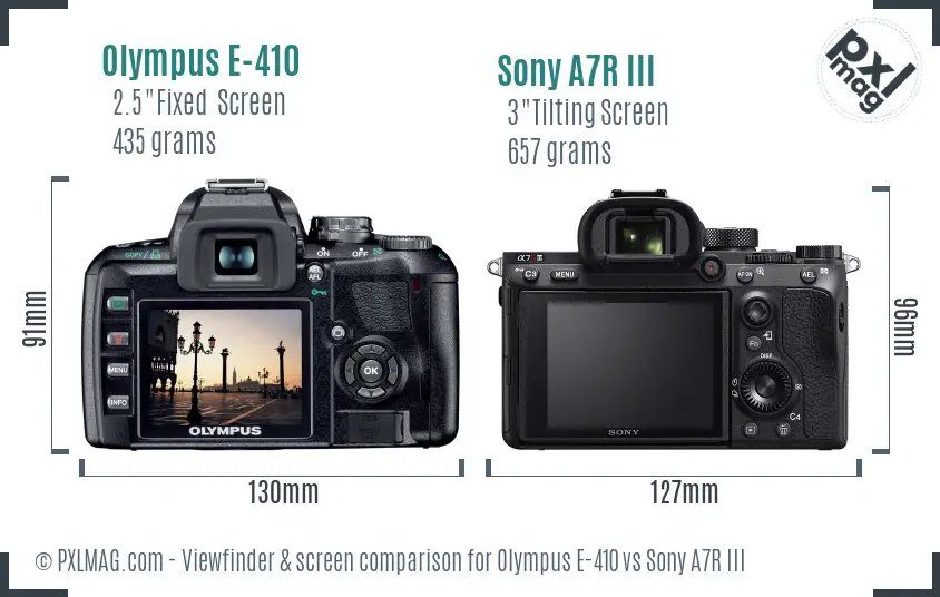 Olympus E-410 vs Sony A7R III Screen and Viewfinder comparison Olympus E-410 vs Sony A7R III Screen and Viewfinder comparison