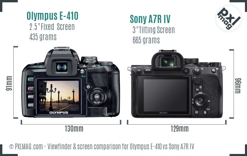 Olympus E-410 vs Sony A7R IV Screen and Viewfinder comparison