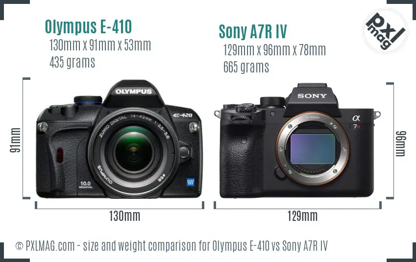 Olympus E-410 vs Sony A7R IV size comparison