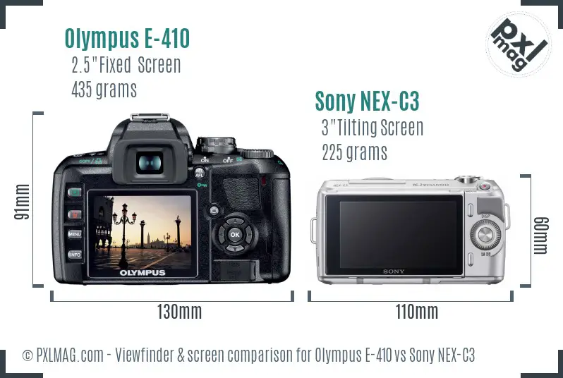 Olympus E-410 vs Sony NEX-C3 Screen and Viewfinder comparison Olympus E-410 vs Sony NEX-C3 Screen and Viewfinder comparison