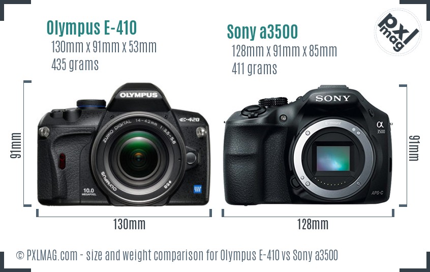 Olympus E-410 vs Sony a3500 size comparison