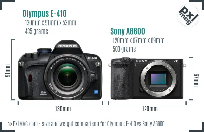 Olympus E-410 vs Sony A6600 size comparison Olympus E-410 vs Sony A6600 size comparison