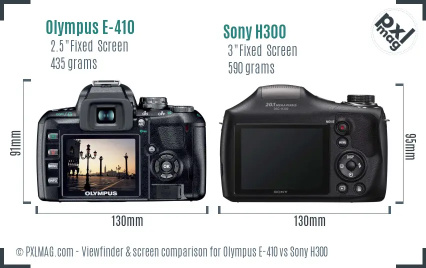 Olympus E-410 vs Sony H300 Screen and Viewfinder comparison