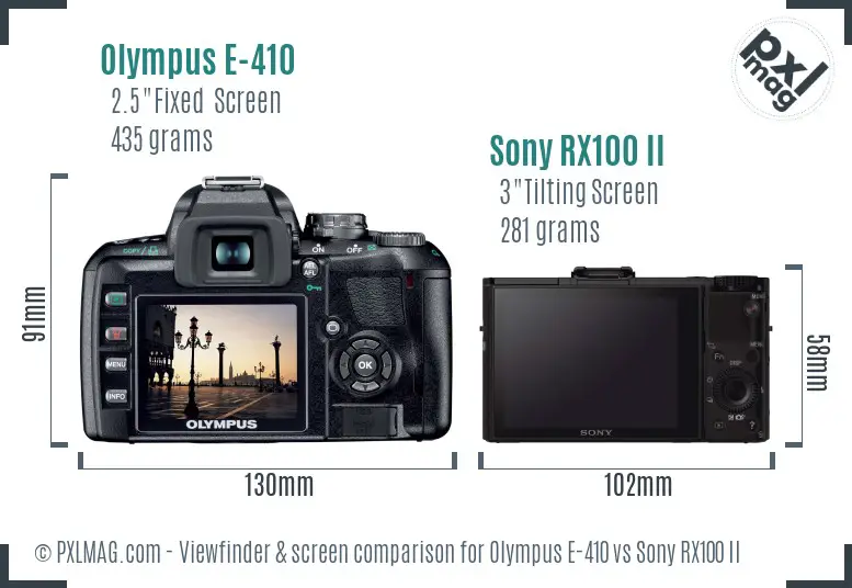 Olympus E-410 vs Sony RX100 II Screen and Viewfinder comparison