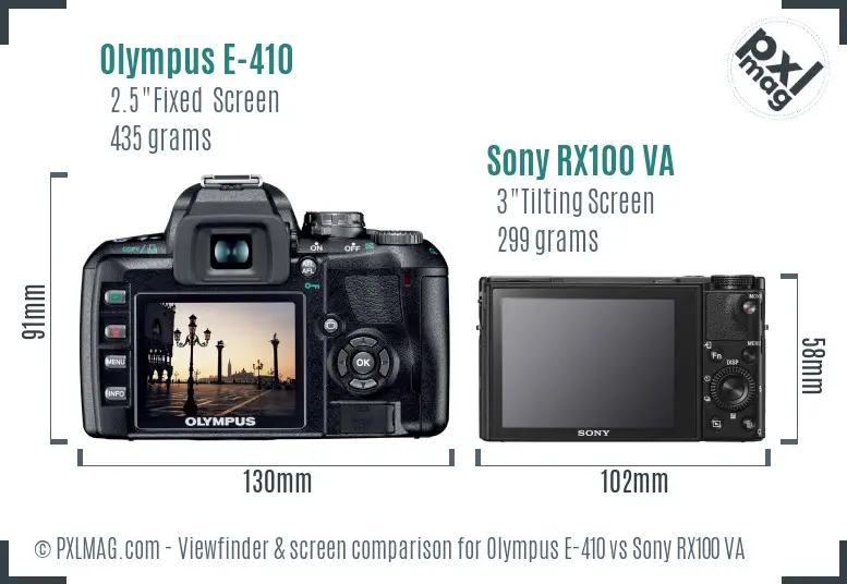 Olympus E-410 vs Sony RX100 VA Screen and Viewfinder comparison