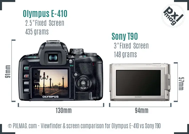 Olympus E-410 vs Sony T90 Screen and Viewfinder comparison