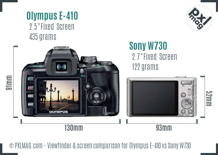 Olympus E-410 vs Sony W730 Screen and Viewfinder comparison Olympus E-410 vs Sony W730 Screen and Viewfinder comparison