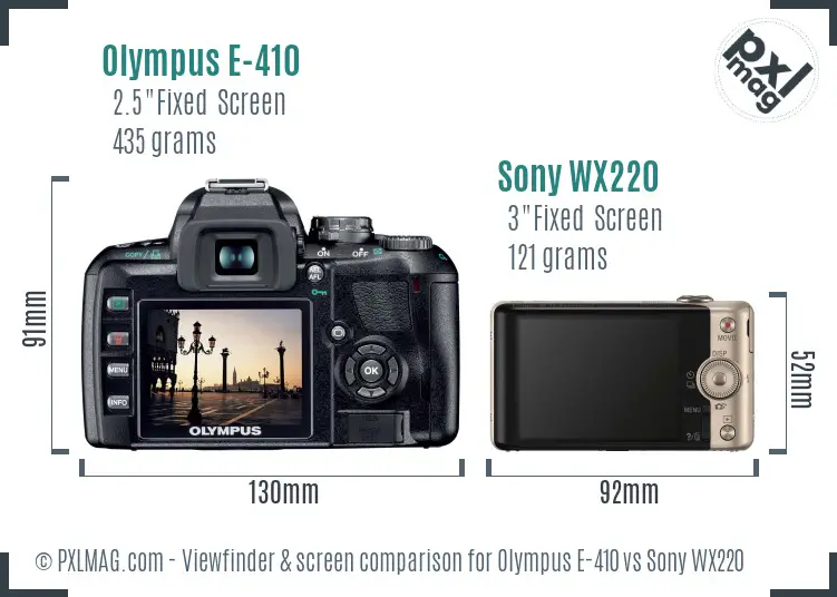 Olympus E-410 vs Sony WX220 Screen and Viewfinder comparison
