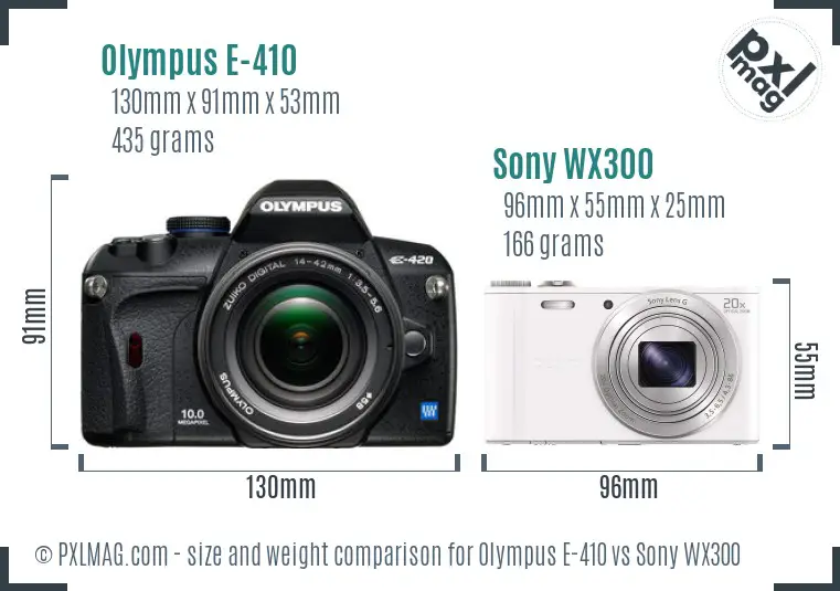 Olympus E-410 vs Sony WX300 size comparison