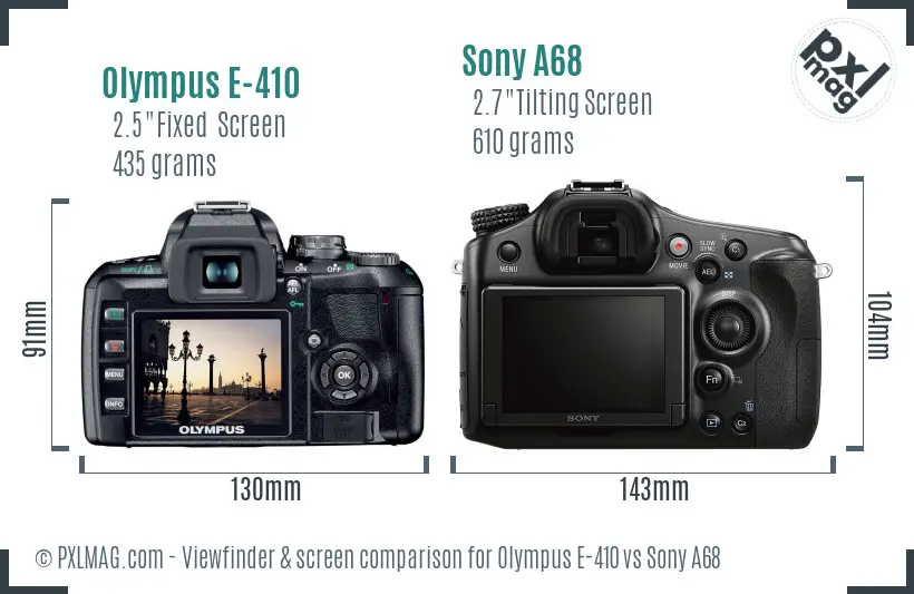 Olympus E-410 vs Sony A68 Screen and Viewfinder comparison