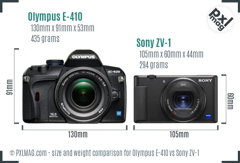 Olympus E-410 vs Sony ZV-1 size comparison