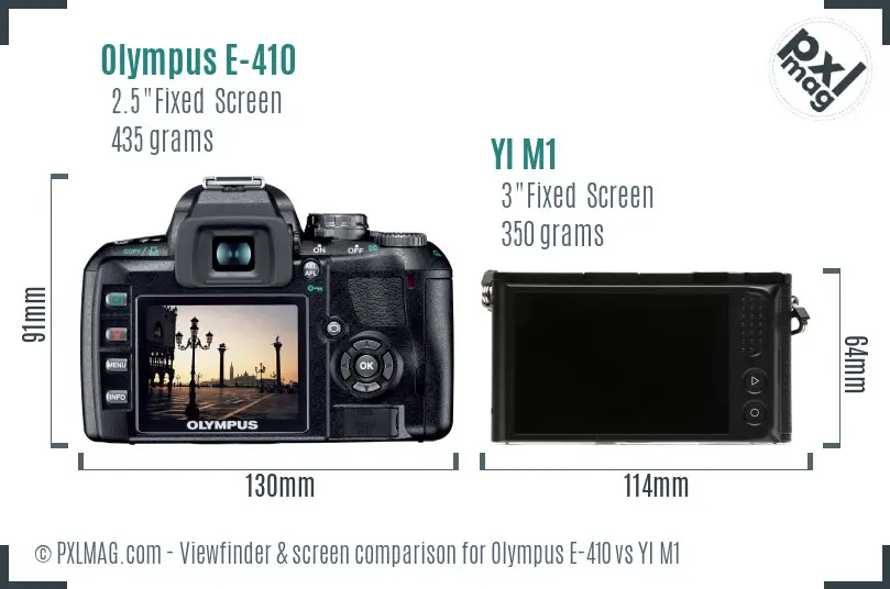 Olympus E-410 vs YI M1 Screen and Viewfinder comparison