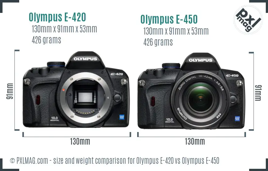 Olympus E-420 vs Olympus E-450 size comparison