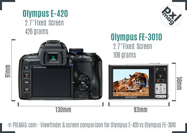 Olympus E-420 vs Olympus FE-3010 Screen and Viewfinder comparison